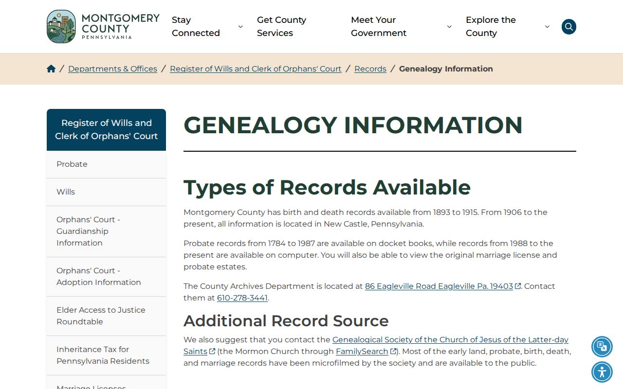 Whitpain Township city directory Montgomery County genealogy information source page