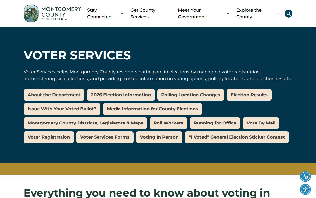 Whitpain Township neighbors Montgomery County Voter Services page
