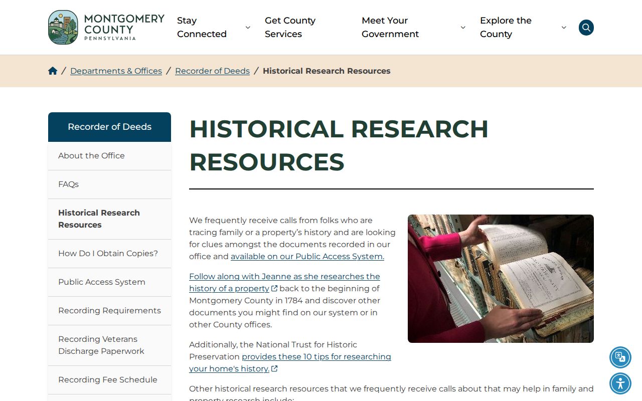 Whitpain Township previous residents Recorder historical property research page
